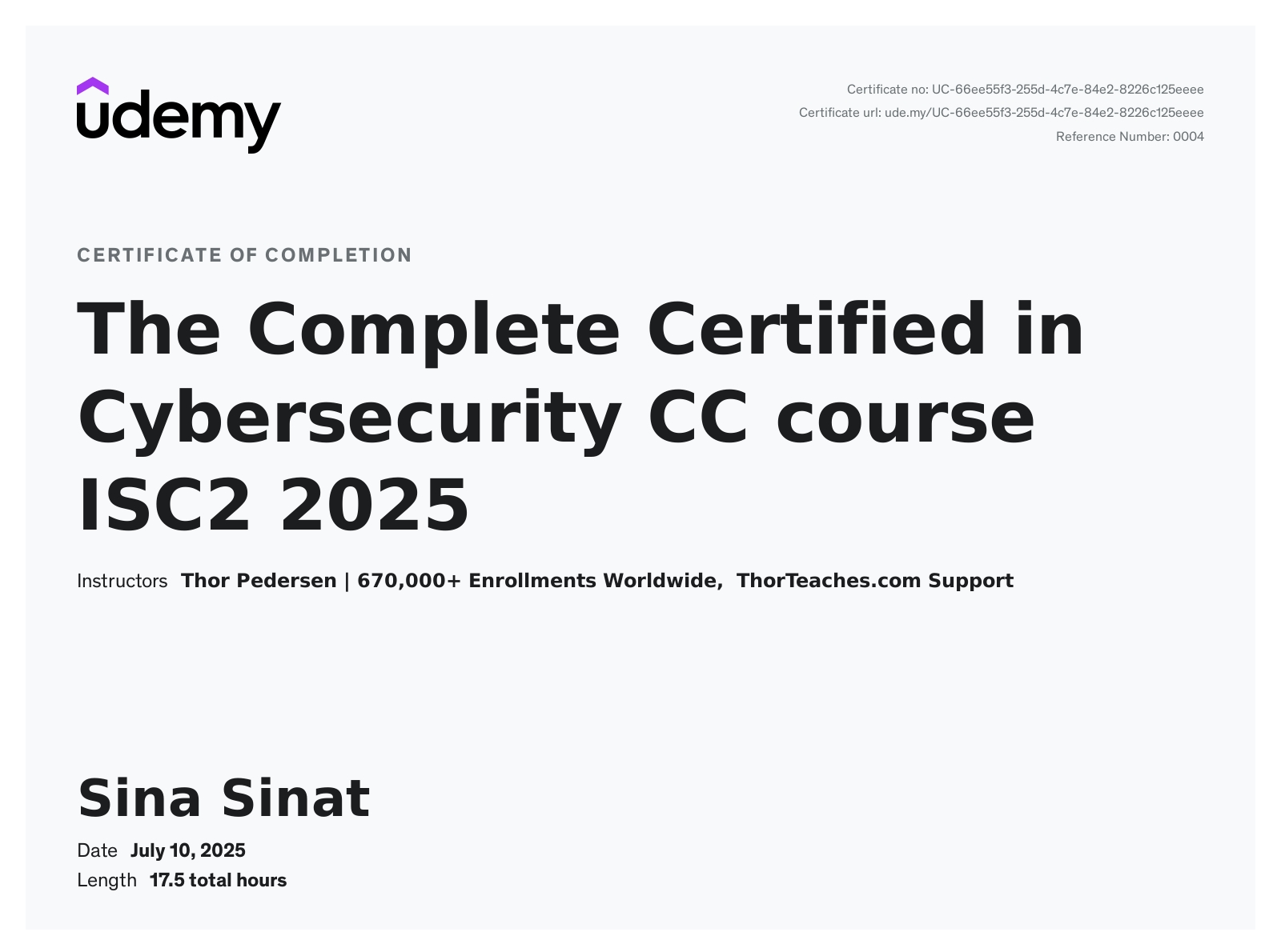Complete Certified in Cybersecurity CC course ISC2 2025
