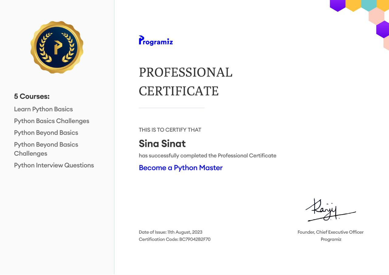 Python Master Professional Certificate